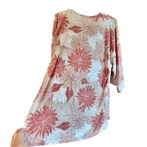 Vision USA Floral Print Kimono Open Front Cover Up Duster Cardigan‎ Large